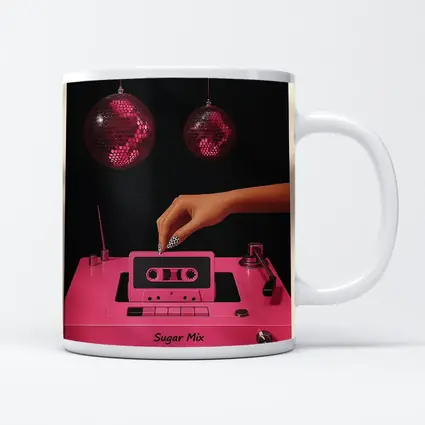 Pink Cassette Tape Disco Ball Retro Art