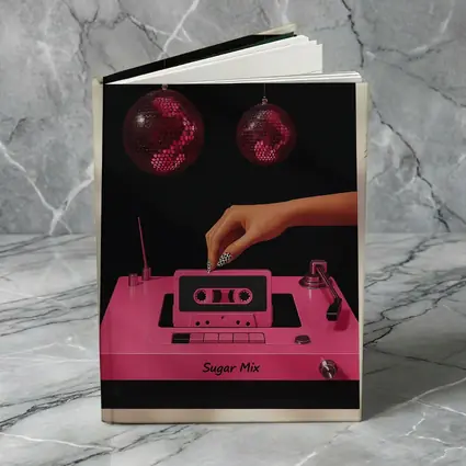 Pink Cassette Tape Disco Ball Retro Art