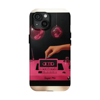 Pink Cassette Tape Disco Ball Retro Art
