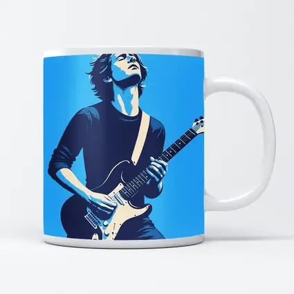 Guitarist Playing Electric Guitar Blue Pop Art