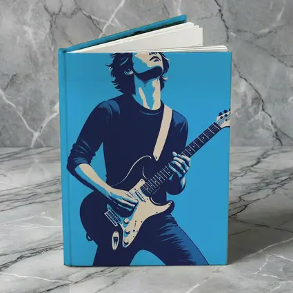Guitarist Playing Electric Guitar Blue Pop Art