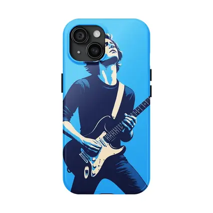 Guitarist Playing Electric Guitar Blue Pop Art