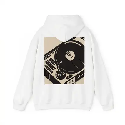 Retro DJ Turntable Illustration Beige Background