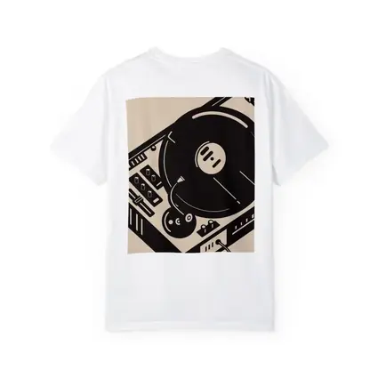 Retro DJ Turntable Illustration Beige Background