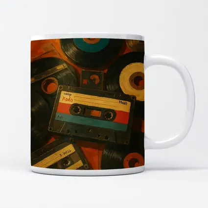 Retro Cassette Tapes Vinyl Records Oil Painting