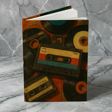Retro Cassette Tapes Vinyl Records Oil Painting