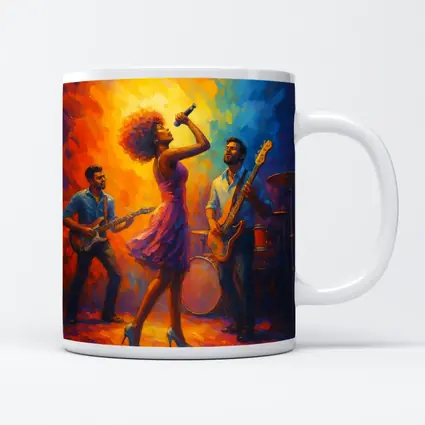 Live Band Performance Oil Painting Bold Colors