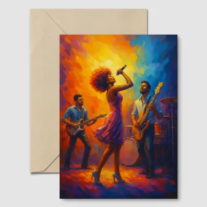 Live Band Performance Oil Painting Bold Colors
