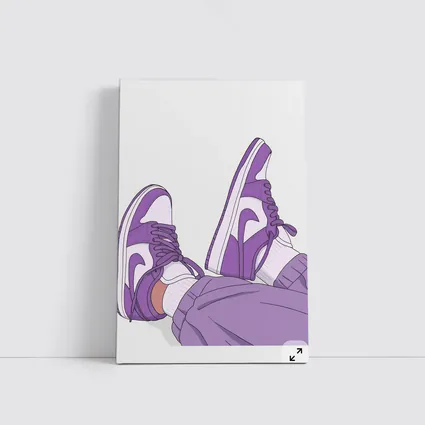 Purple Nike Air Jordan One Sneakers Illustration