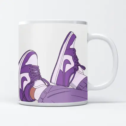 Purple Nike Air Jordan One Sneakers Illustration