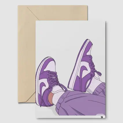 Purple Nike Air Jordan One Sneakers Illustration