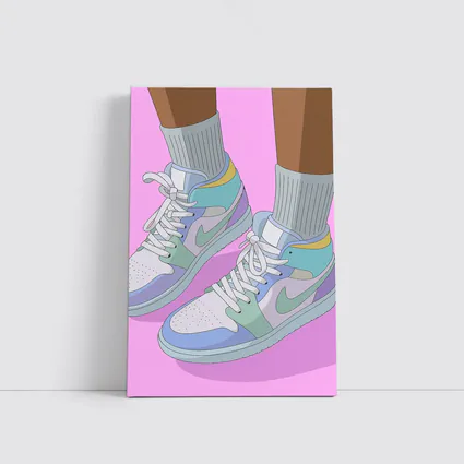 Pastel Jordan Sneakers Illustration Pink Background