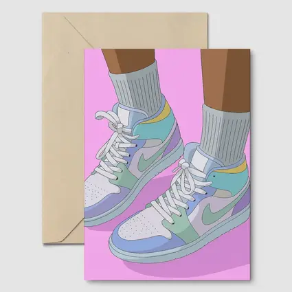 Pastel Jordan Sneakers Illustration Pink Background