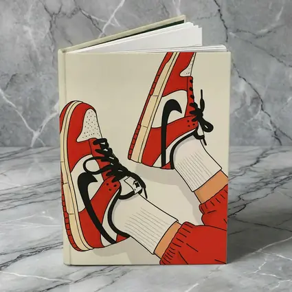 Red Nike Sneakers Flat Illustration Beige Background