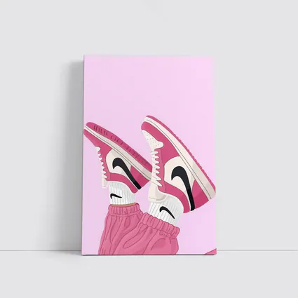 Pink Nike Air Jordan Sneakers Illustration