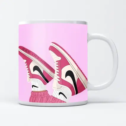 Pink Nike Air Jordan Sneakers Illustration