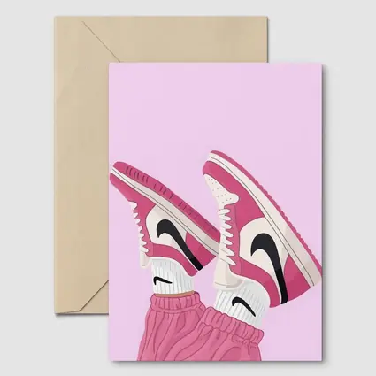 Pink Nike Air Jordan Sneakers Illustration