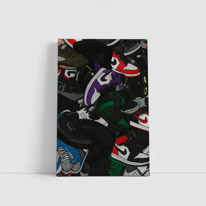 Air Jordan Sneakers Pile Cartoon Art