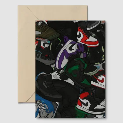 Air Jordan Sneakers Pile Cartoon Art