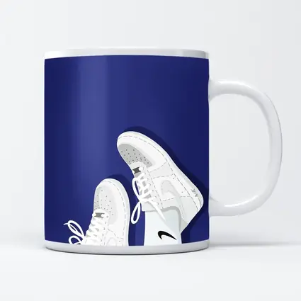 White Nike Air Force Ones Blue Background