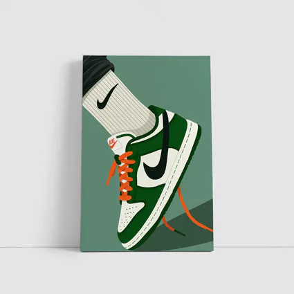 Nike Dunk Low Green Orange Laces Illustration