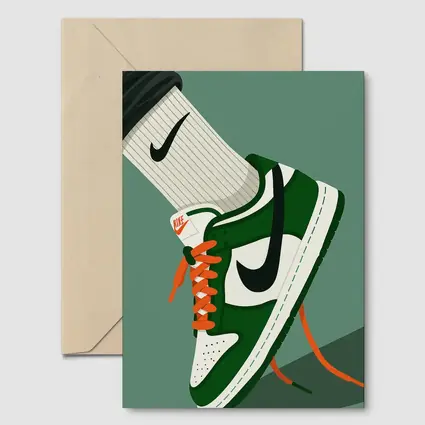 Nike Dunk Low Green Orange Laces Illustration