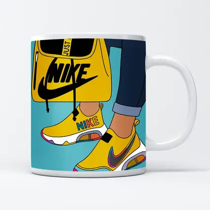 Nike Sneakers and Backpack Cartoon Art