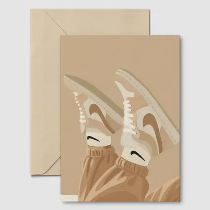 Nike Sneakers Beige Flat Lay Art