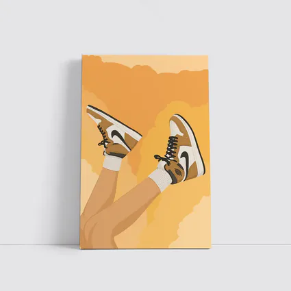 Nike Air Jordan Sneakers Warm Yellow Background