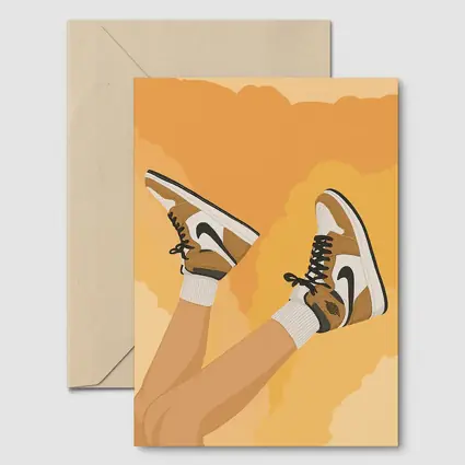 Nike Air Jordan Sneakers Warm Yellow Background