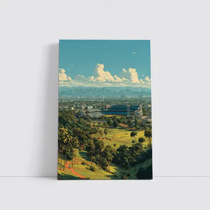 Dodger Stadium Los Angeles Skyline Illustration Art