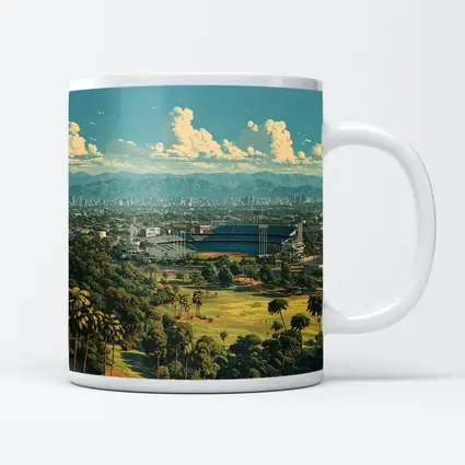 Dodger Stadium Los Angeles Skyline Illustration Art