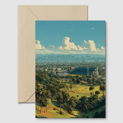 Dodger Stadium Los Angeles Skyline Illustration Art