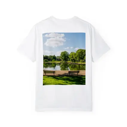 Sunny Park Pond With Green Trees