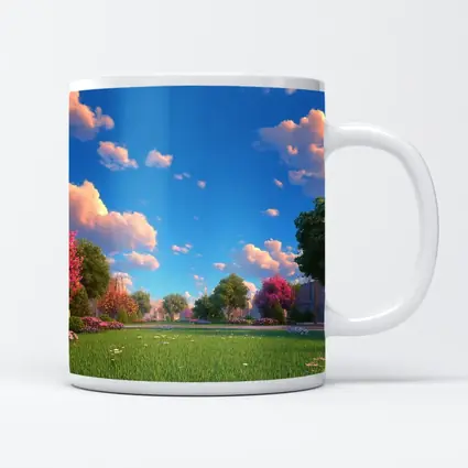 Sunny Park Meadow Daisies Blue Sky