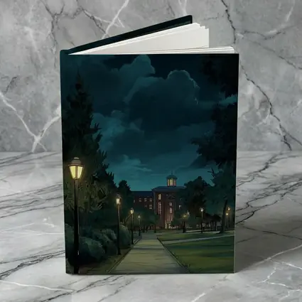 Anime Campus Night Path Glowing Lanterns