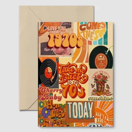 Retro Seventies Groovy Typography Collage Art