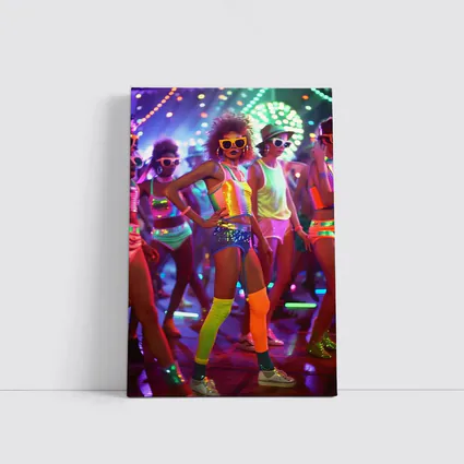 Retro Disco Dancers Neon Dance Floor