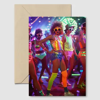 Retro Disco Dancers Neon Dance Floor
