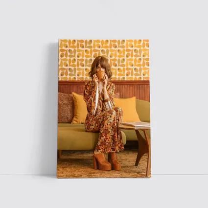 Retro Floral Dress Woman Seventies Interior