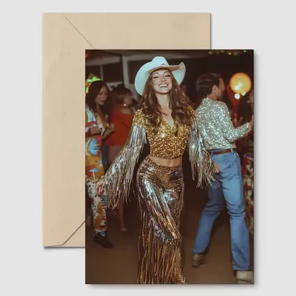 Gold Sequin Cowgirl Dancing at Party