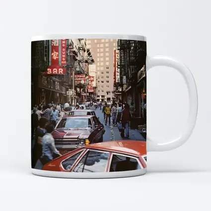 New York Chinatown Busy Street Retro Scene
