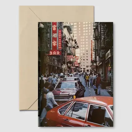 New York Chinatown Busy Street Retro Scene