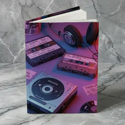 Retro Cassette Tapes Headphones CD Player Neon