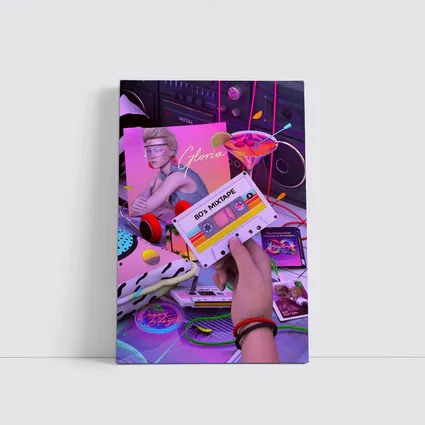 Eighties Mixtape Cassette Tape Neon Scene