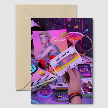 Eighties Mixtape Cassette Tape Neon Scene