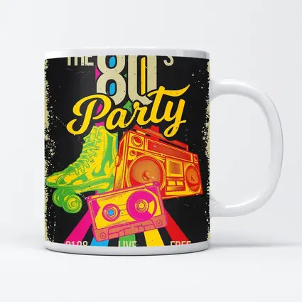 Retro Eighties Party Boombox Roller Skates Art