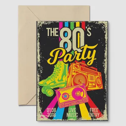 Retro Eighties Party Boombox Roller Skates Art
