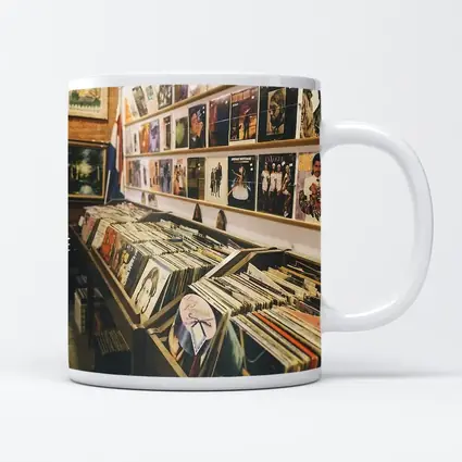 Vintage Vinyl Record Shop Interior Scene