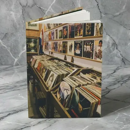 Vintage Vinyl Record Shop Interior Scene